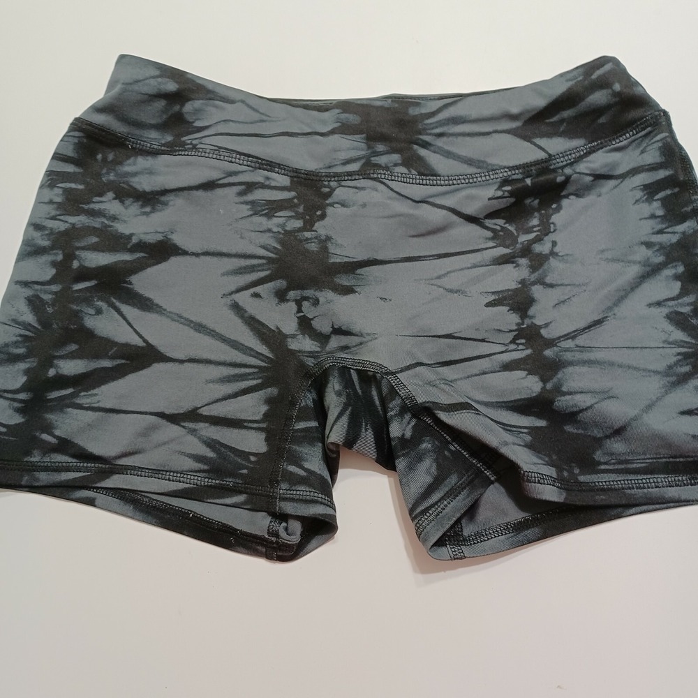 Girls Gaiam Active Shorts Black Gray Tie Dye Pull On XL 16